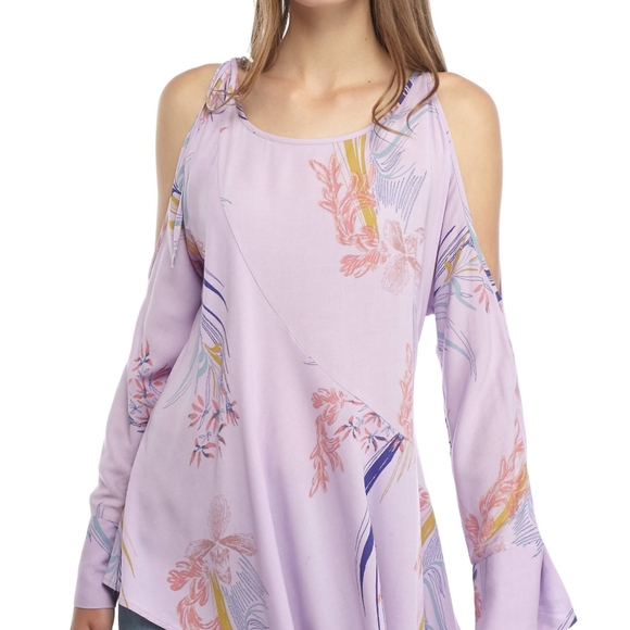 Free People Clear Skies Mini Dress Tunic Asymmetrical Hem Floral Print Small NWT - Picture 9 of 15